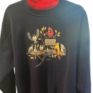 Vintage Morning Sun “Board Meeting” Bird Sweatshirt | Grandmacore 90s | Size L